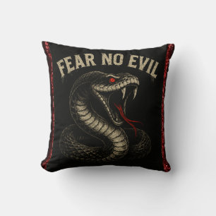 FEAR NO EVIL - Fierce Black Cobra Snake Graphic Kissen
