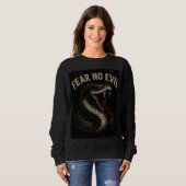 FEAR NO EVIL - Fierce Black Cobra Snake Graphic Sweatshirt (Vorne ganz)