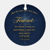Fear Not Christmas 2026 Scripture Gold Typography Ornament Aus Metall (Vorderseite)