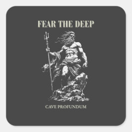 Fear the Deep – Poseidon Mythic Quadratischer Aufkleber