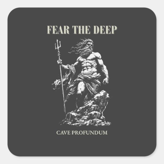 Fear the Deep – Poseidon Mythic Quadratischer Aufkleber (Vorderseite)