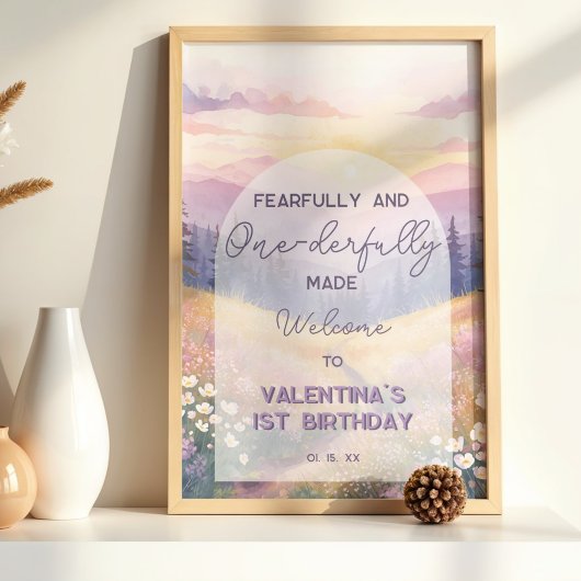 Fearfully and Onederfully Made Bible Girl Birthday Poster