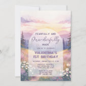Fearfully and Onederfully Made Girl First Birthday Einladung (Vorderseite)
