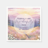 Fearfully and Onederfully Made Girl First Birthday Serviette (Vorderseite)