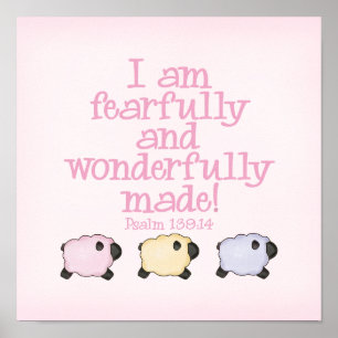 Fearfully and Wonderfully Made 12x12 Print - Pink Poster