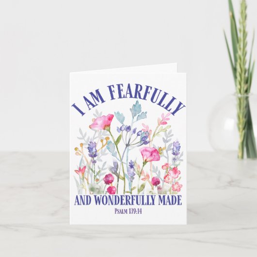 Fearfully And Wonderfully Made Floral Christian Bi Karte (Vorderseite)