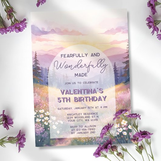 Fearfully and Wonderfully Made Girl Bible Birthday Einladung