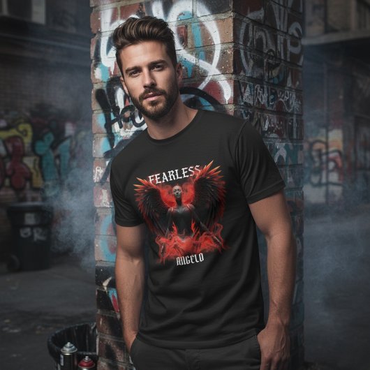 Fearless Angelo Dark Winged Guardian Graphic T-Shirt