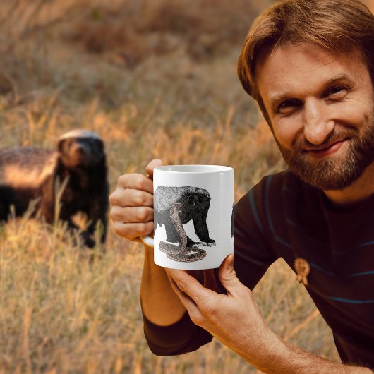 Fearless Badass Honey Badger attackiert Cobra Art Kaffeetasse