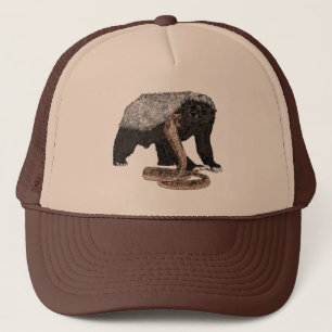 Fearless Badass Honey Badger attackiert Cobra Art Truckerkappe