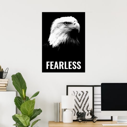 Fearless Bald Eagle Motivierend Courage Artwork Poster (Heimbüro)