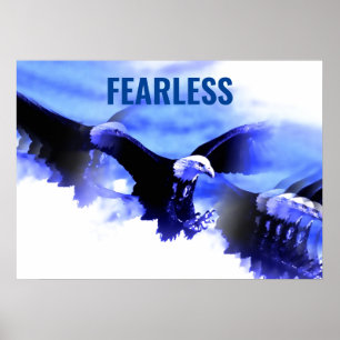 Fearless Bald Eagle Motivierend Courage Artwork Poster