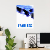 Fearless Bald Eagle Motivierend Courage Artwork Poster (Heimbüro)