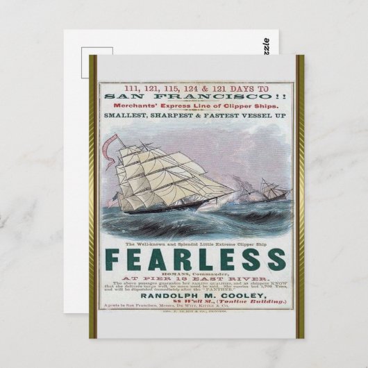 Fearless Clipper Segelsport Postkarte (Vorne/Hinten)