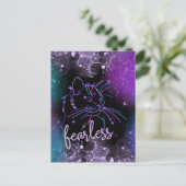 Fearless Galaxy Cat Card Postkarte (Stehend Vorderseite)