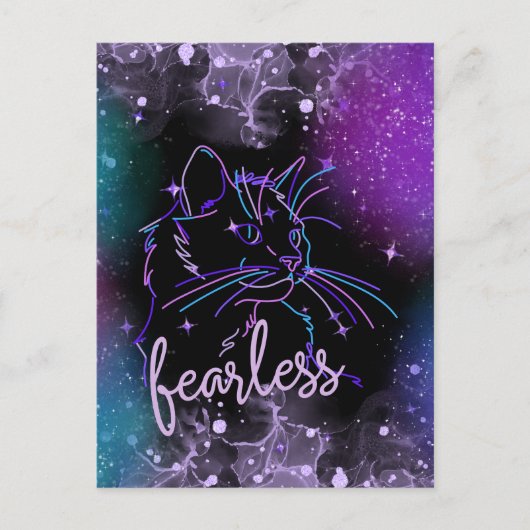 Fearless Galaxy Cat Card Postkarte (Vorderseite)