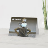 Fearless Girl mit Gesichtsmaske - NYC H card Karte (Vorderseite)