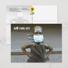 Fearless Girl mit Gesichtsmaske - NYC H Postcard Postkarte
