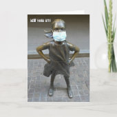 Fearless Girl mit Gesichtsmaske - NYC V card Karte (Vorderseite)