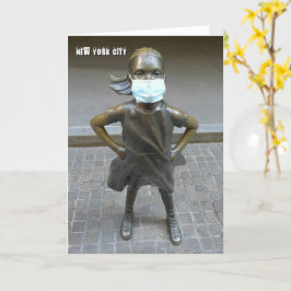 Fearless Girl mit Gesichtsmaske - NYC V card Karte