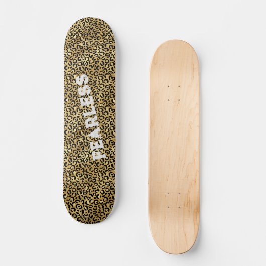FEARLESS Gold Black Leopard Wild Animal Print Skateboard (Vorderseite)