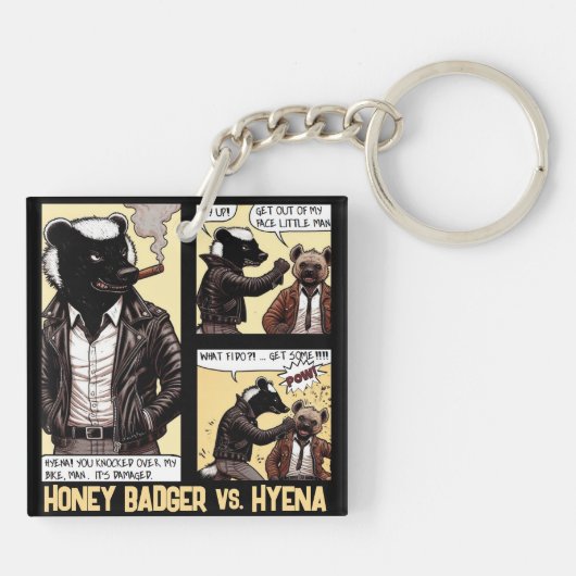 FEARLESS Honey Badger Fights a Hyena Schlüsselanhänger (Rückseite)