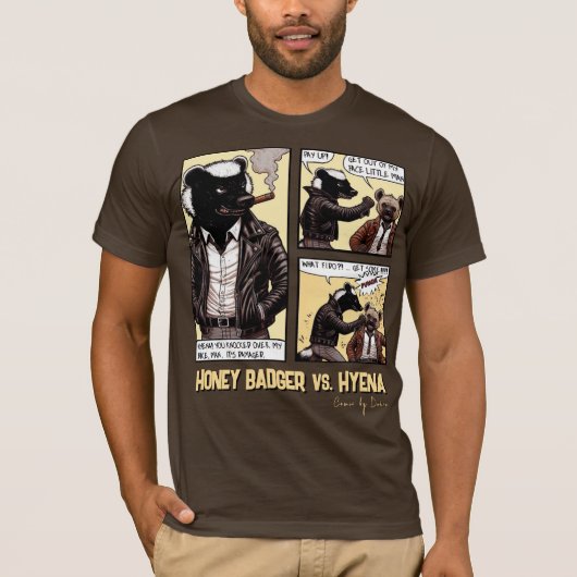 FEARLESS Honey Badger Fights a Hyena T-Shirt (Vorderseite)