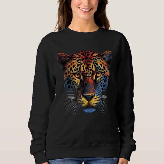 Fearless Jaguar Face Big Cat Lover Print Art Graph Sweatshirt (Vorderseite)