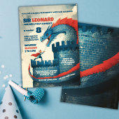 Fearless Knight and Dragon Birthday Party Einladung