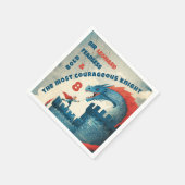 Fearless Knight and Dragon Paper Napkin Serviette (Ecke)