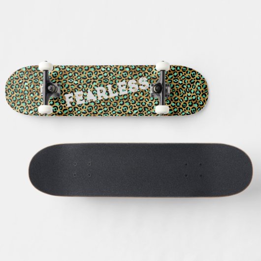 FEARLESS Light Green Leopard Wild Animal Print Skateboard (Horizontal)
