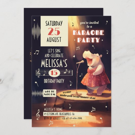 Fearless Pool Party Geburtstag Einladung (Vorne/Hinten)