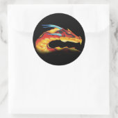 Fearless Red Dragon mit Blue Horns Runder Aufkleber (Tasche)