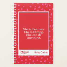 Fearless Red Floral Motivational Quote Planer