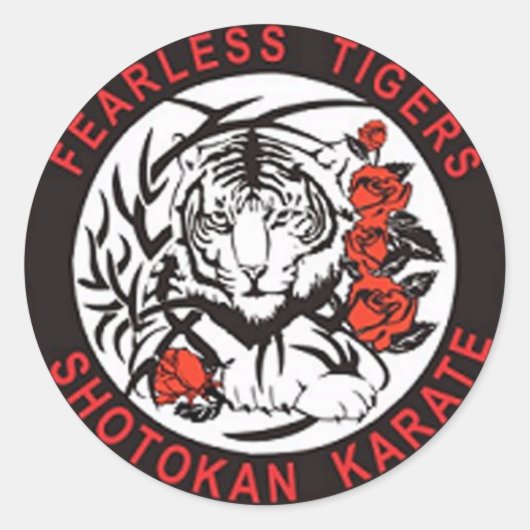 Fearless Tigers Shotokan Karate Logo-Aufkleber Runder Aufkleber (Vorderseite)