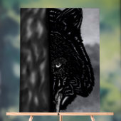 Fearlessly Watching – Hand-Drawn Wolf Acrylschild (Neutral)