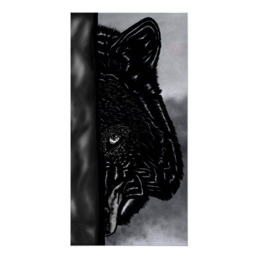 Fearlessly Watching – Hand-Drawn Wolf Forest Poster (Vorderseite)
