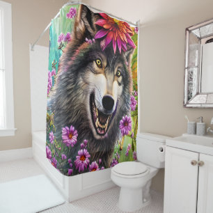 Fearsome Furry King Wolf Duschvorhang