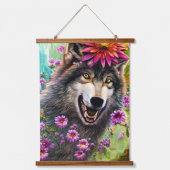 Fearsome Furry King Wolf Wandteppich Mit Holzrahmen (Vorderseite)
