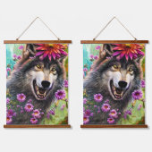 Fearsome Furry King Wolf Wandteppich Mit Holzrahmen (Doppelt)