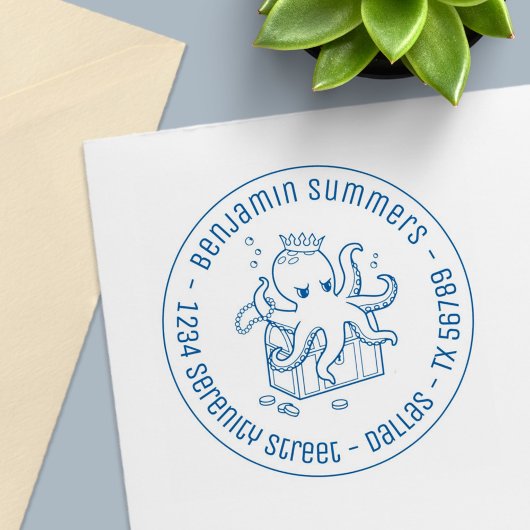 Fearsome Octopus Guarding Schatzanschrift Permastempel