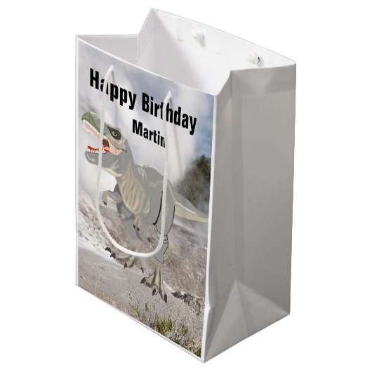 Fearsome Tyrannosaurus Medium Geschenktasche Mittlere Geschenktüte (Vorderseite Schrägansicht)