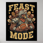 Feast Mode Turkey Football Thanksgiving Funny Vint Poster (Vorne)