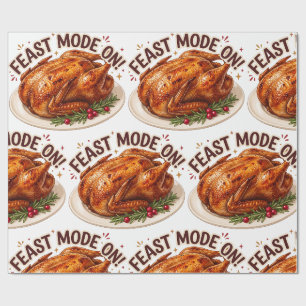 Feast-Modus ein lustiger Thanksgiving-Truthahn Geschenkpapier