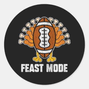 Feast-Modus-Fußball-Truthahn-Lustiges-Thanksgiving Runder Aufkleber