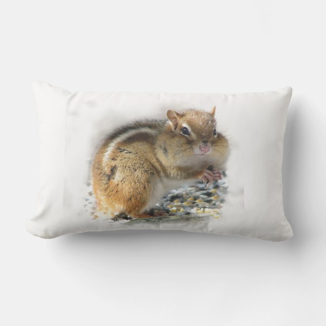 Feasting Chipmunk Tier Outdoor Pillow Kissen Für Draußen (Vorderseite)