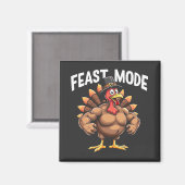 Feastmode Funny Erntedank Türkei Fitness Essen Magnet (Vorderseite/Rückseite)