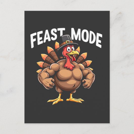 Feastmode Funny Erntedank Türkei Fitness Essen Postkarte (Vorderseite)