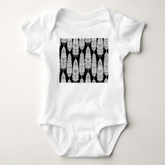 Feathboho: Schwarzweißmuster Baby Strampler (Vorderseite)