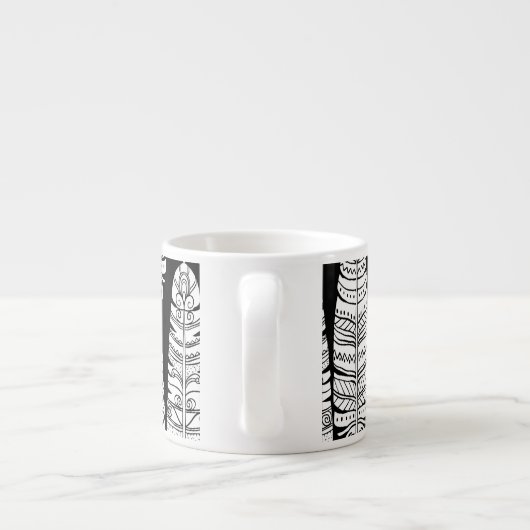 Feathboho: Schwarzweißmuster Espressotasse (Rückseite)